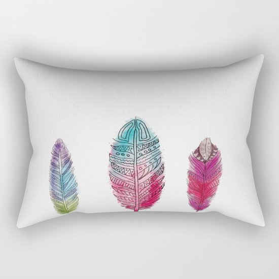 watercolor feathers Rectangular Pillow