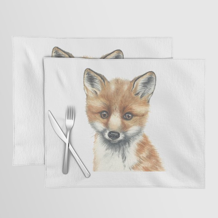 Fox watercolor drawing Placemat