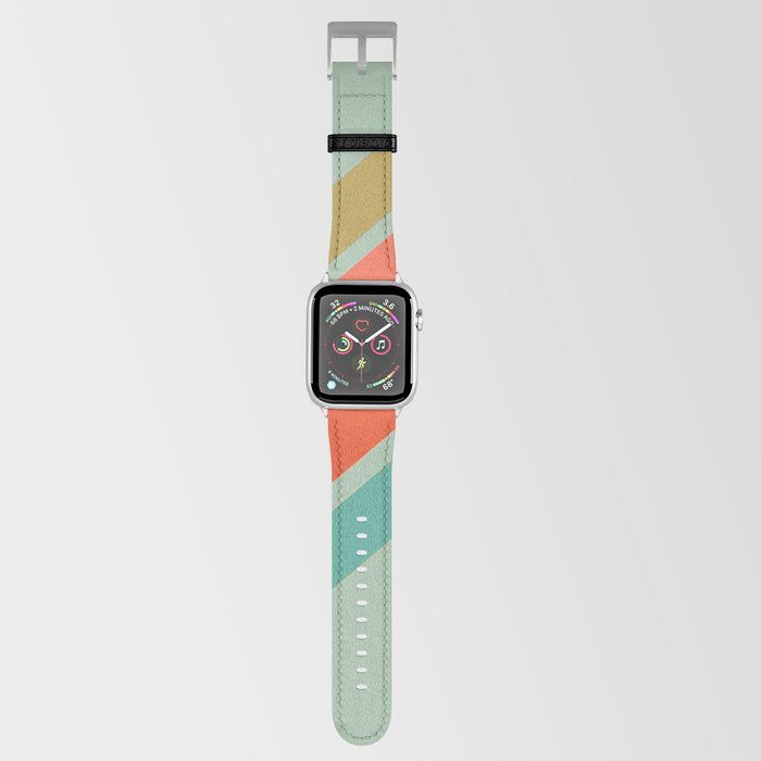 Horizontal Stripes Retro Colors Bright Zig Zag Lines Design Apple Watch Band