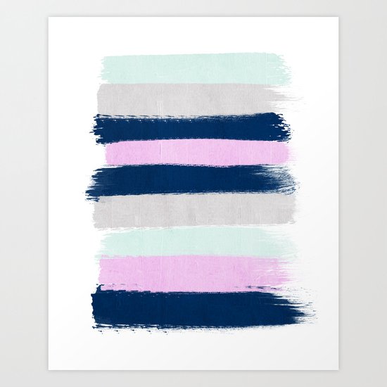 Stripes painterly pastel trendy color way throwback retro palette 80s 90s style Art Print