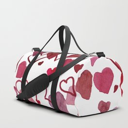 Watercolour Hearts Red Duffle Bag