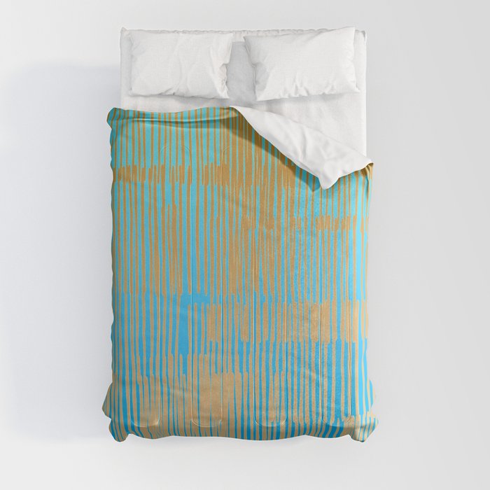 Lines | Gold Mint Green Comforter