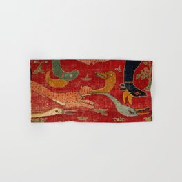 Animal Grotesques Mughal Carpet Fragment Digital Painting Hand & Bath Towel