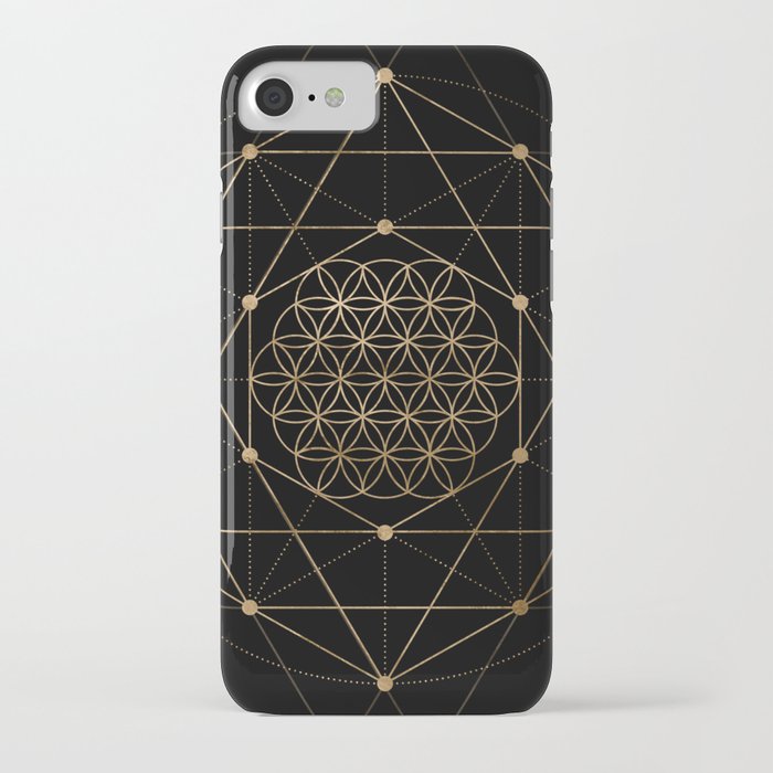 Flower of Life Black and Gold iPhone Case
