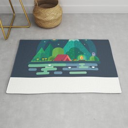 Night camping in mountains Rug
