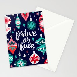 Festive As Fuck – Navy Palette Stationery Card