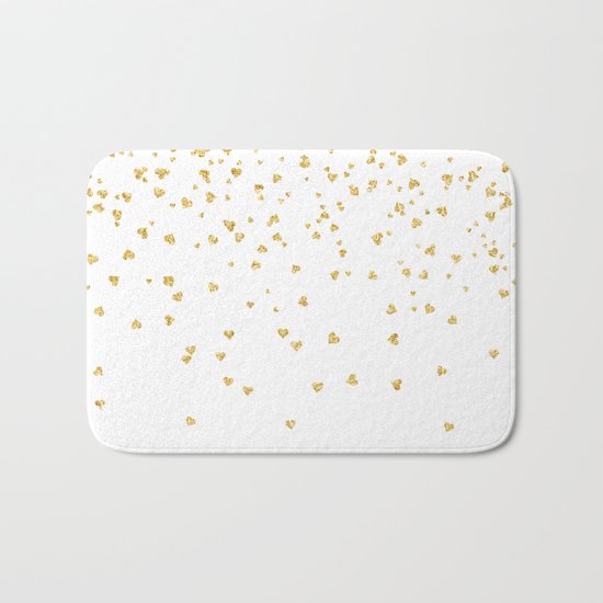 Falling hearts gold glitter confetti - Heart Love Valentine Bath Mat