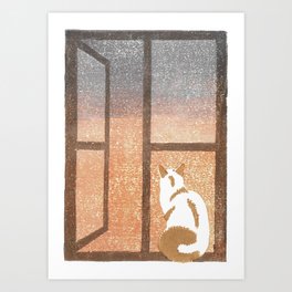Cat at Dawn Art Print