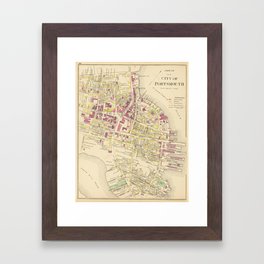 Vintage Map of Portsmouth NH (1892) Framed Art Print | Vintage, Illustration 