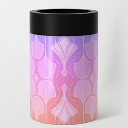 Art Deco Botanical Leaf Shapes Lavender Peach Ombre Gradient Can Cooler