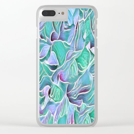 Flowing Soft Petal Abstract - Blue - Green Clear iPhone Case
