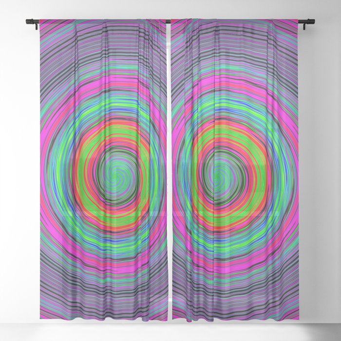 Purple Rainbow Concentric Circles Sheer Curtain