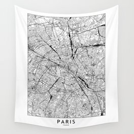 Paris White Map Wall Tapestry