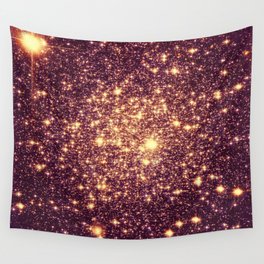 Rose Gold Galaxy Sparkle Stars Wall Tapestry