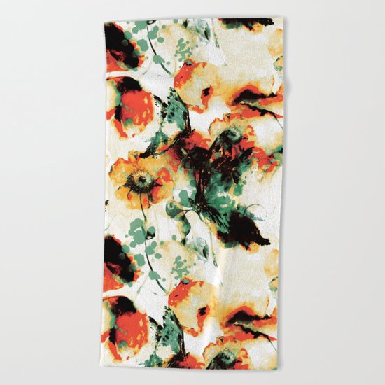 Flowers And Butterflies Beach Towel