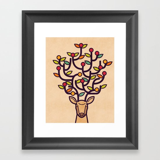One Happy Deer Framed Art Print