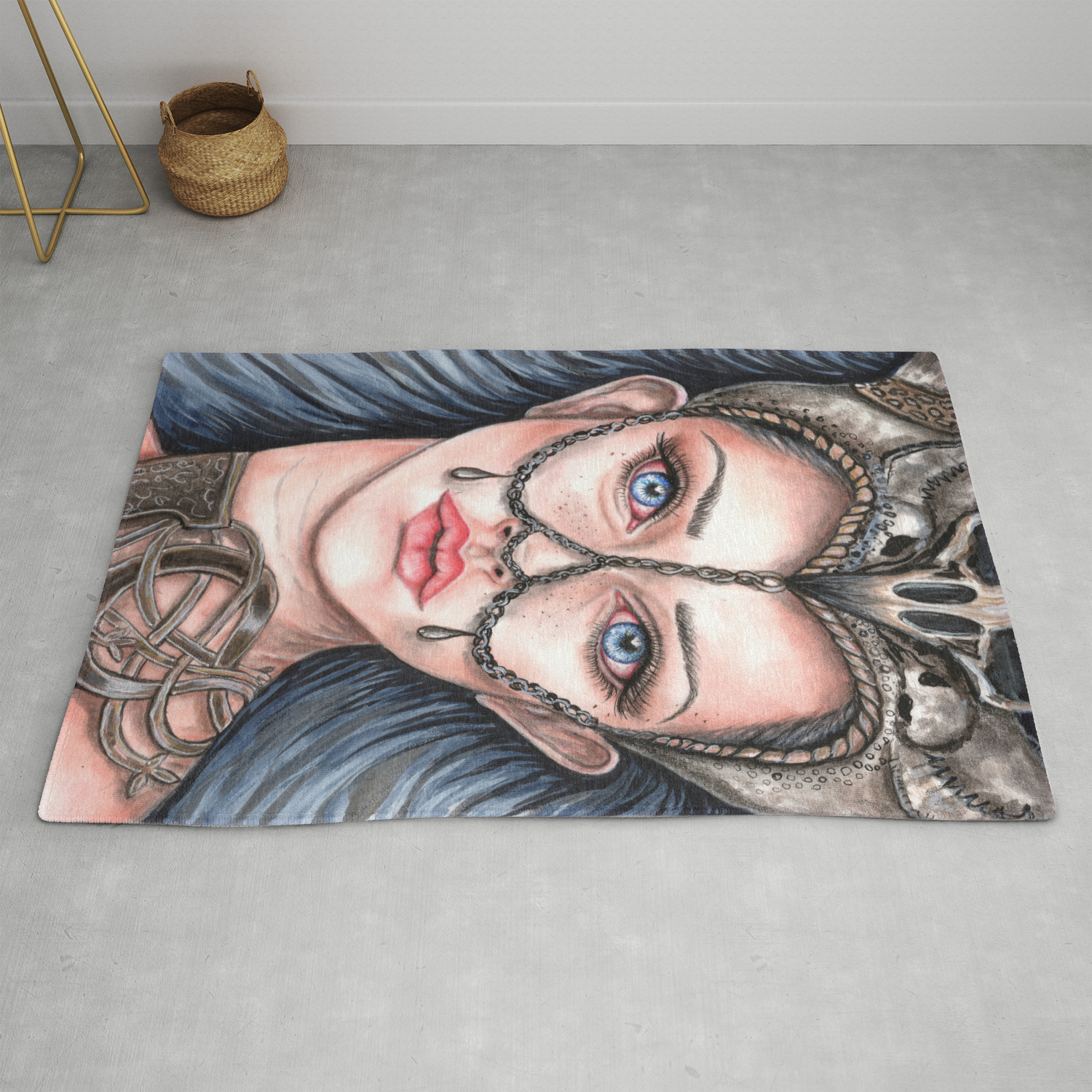 Viking Warrior Princess Fantasy Art Skull Crown Laurie Leigh Rug By Laurieleighart