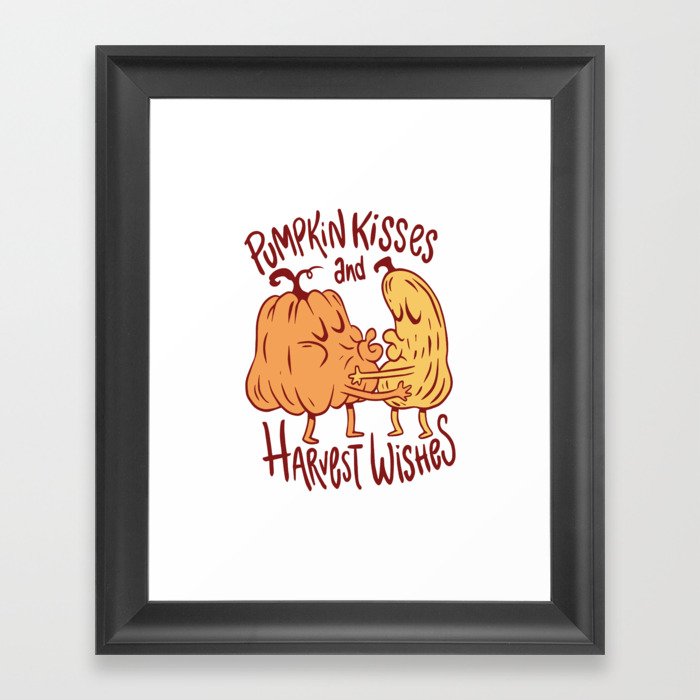 Pumpkin Kisses and Harvest Wishes Thanksgiving Framed Art Print