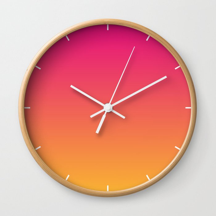 Ombre | Color Gradients | Gradient | Two Tone | Pink | Orange | Wall Clock