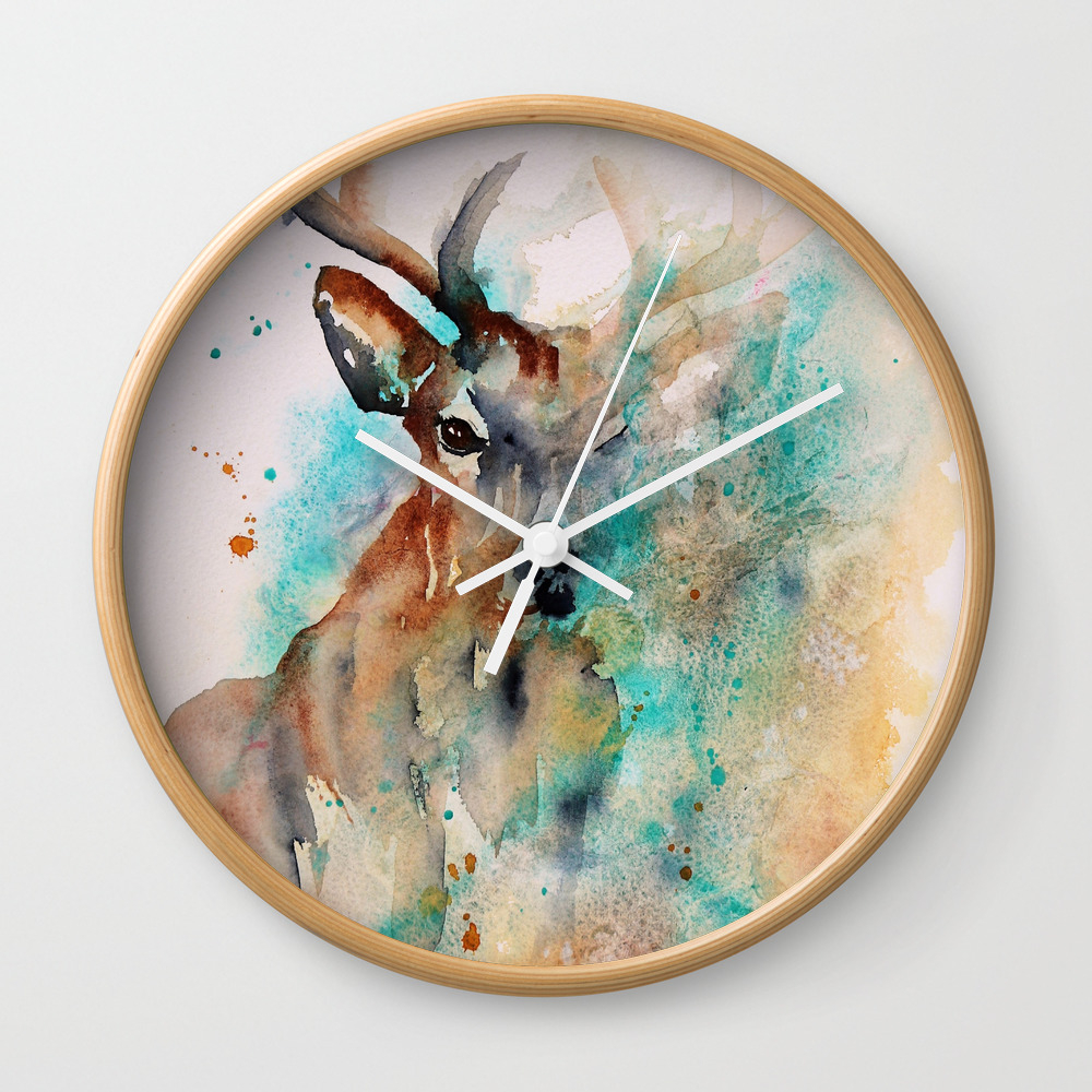 Abstract Deer Watercolor Wall Clock By Jodimckinney Society6