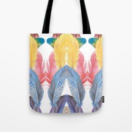 Colorful Assorted Feathers Print Tote Bag