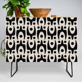 Mid Century Modern Abstract Pattern 744 Black and Beige Credenza