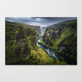 Fjaðrárgljúfur Green Canyon | iceland landscape photography Canvas Print