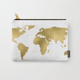 Gold Foil Map - Metallic Globe Design Carry-All Pouch