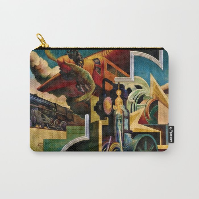 Classical Masterpiece - Instruments of Power - Train, Airplane, Steam by Thomas Hart Benton Carry-All Pouch