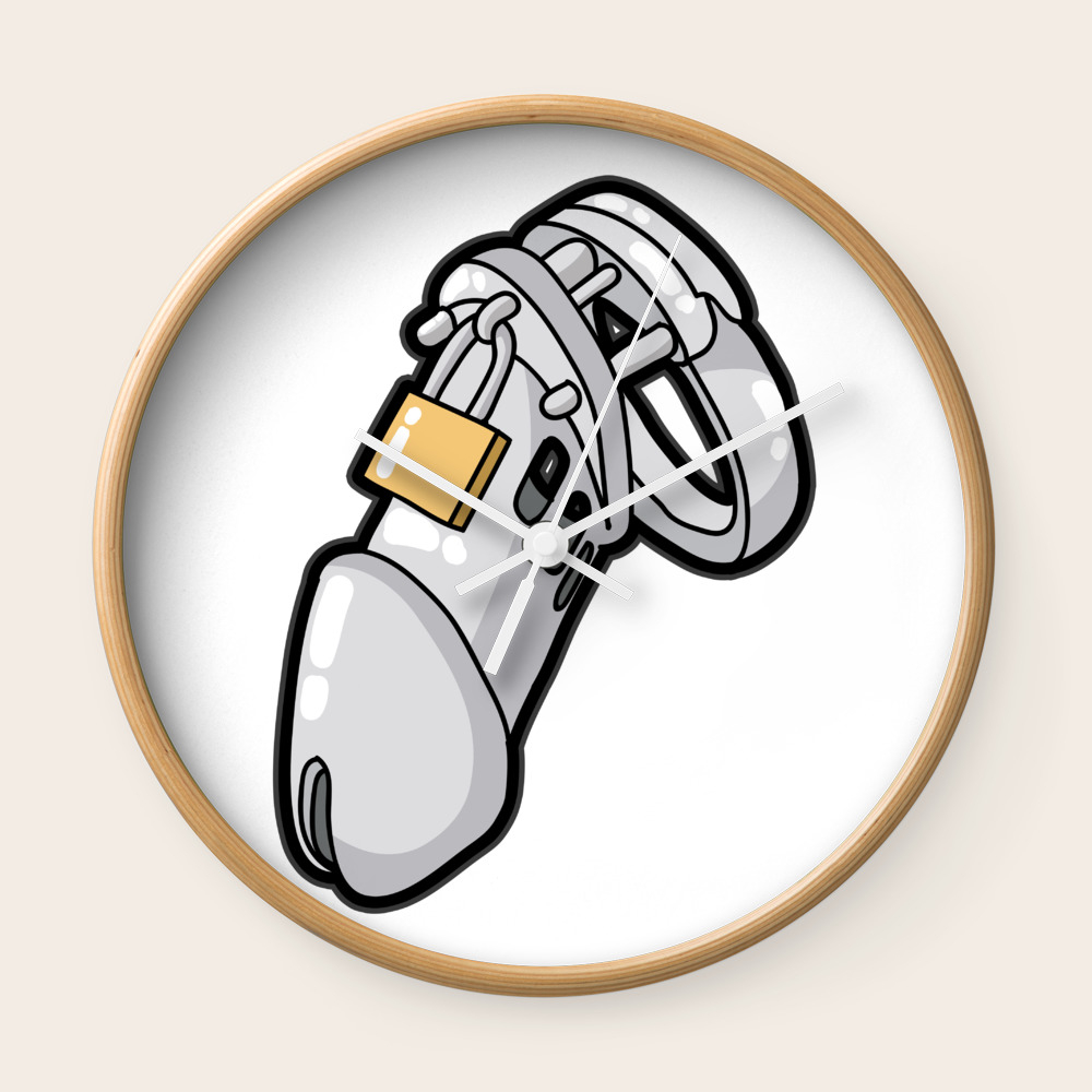 Male Chastity Device Cuckold Slave Sub Penis Cage Wall Clock By Moonpie90 Society6