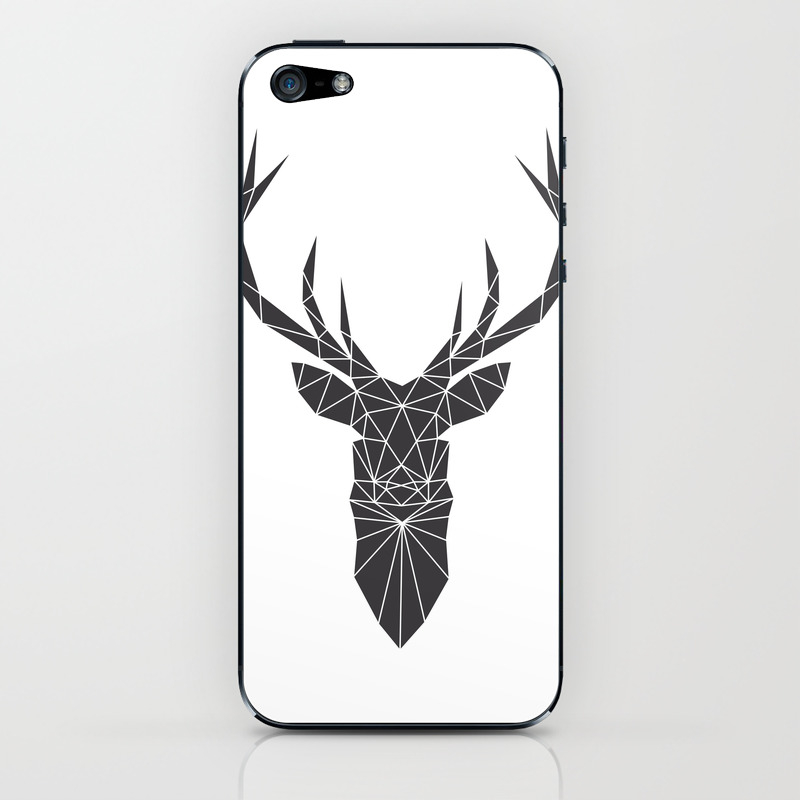 Grey Deer Head Illustration Iphone Skin By Paintxprint Society6
