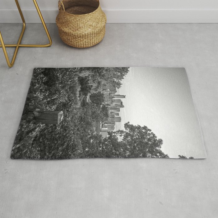 Minneapolis Skyline | Black and White Photography in Minnesota Rug