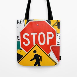 Road Traffic Sign Collage Tote Bag