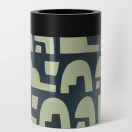 Mid Century Modern Abstract - Sage & Blue Can Cooler