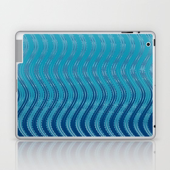 Oceanic Elegance: Wavy Blue Ombre Pattern Laptop & iPad Skin