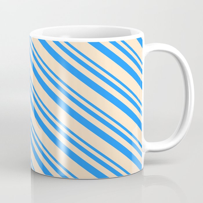 Blue and Bisque Colored Stripes/Lines Pattern Coffee Mug