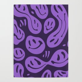 Amethyst Melted Happiness Poster | Melting, Melted, Retro, Contemporary, Graphicdesign, Purple, Abstract, Swirl, Minimalist, Smiley 