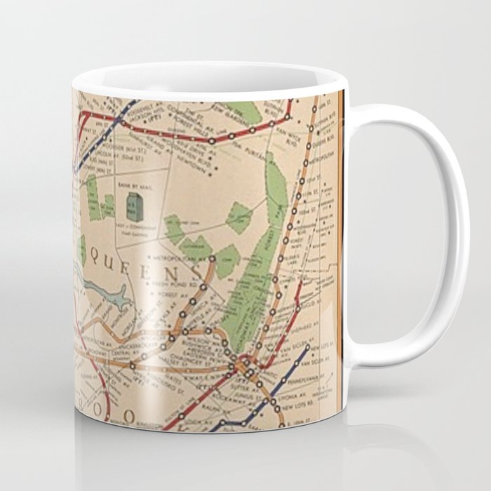 New York City Metro Subway System Map 1954 Coffee Mug