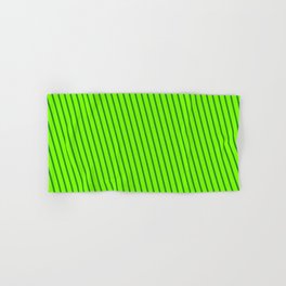 [ Thumbnail: Forest Green and Green Colored Lines Pattern Hand & Bath Towel ]