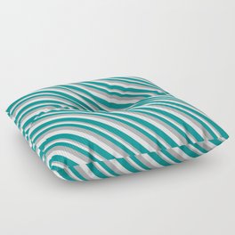 [ Thumbnail: Dark Grey, Mint Cream, and Dark Cyan Colored Lined Pattern Floor Pillow ]