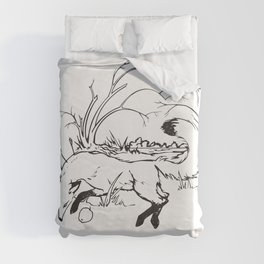 Dying Fox with Apples Duvet Cover