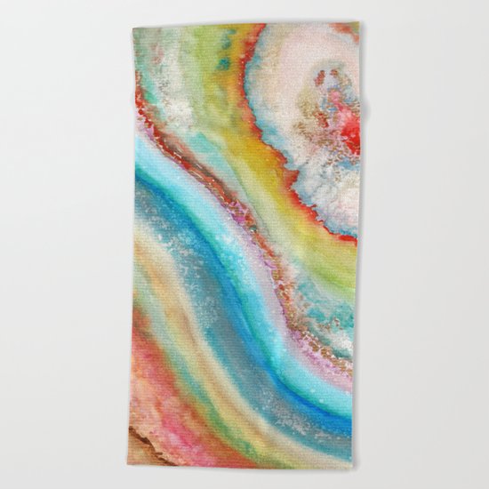 AGATE Inspired Watercolor Abstract 01 Beach Towel