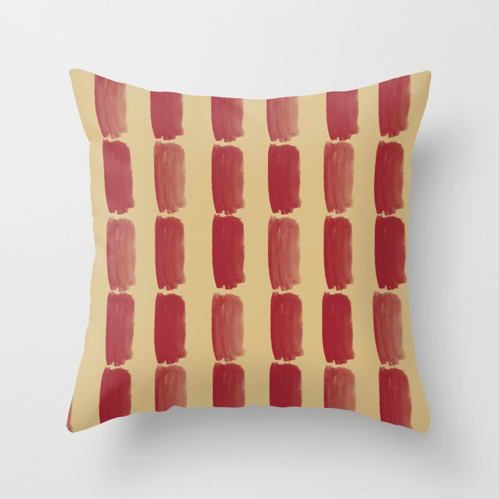 Red and Beige Grid Brushstroke Pattern 2021 Color of the Year Satin Paprika and Sunlit Brass Throw Pillow