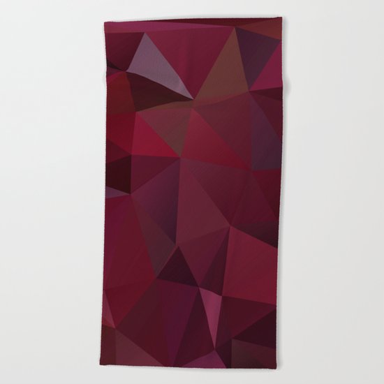 Abstract background of triangles polygon design red marsala colors Beach Towel