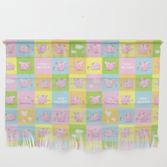 pink baby elephant pattern Wall Hanging