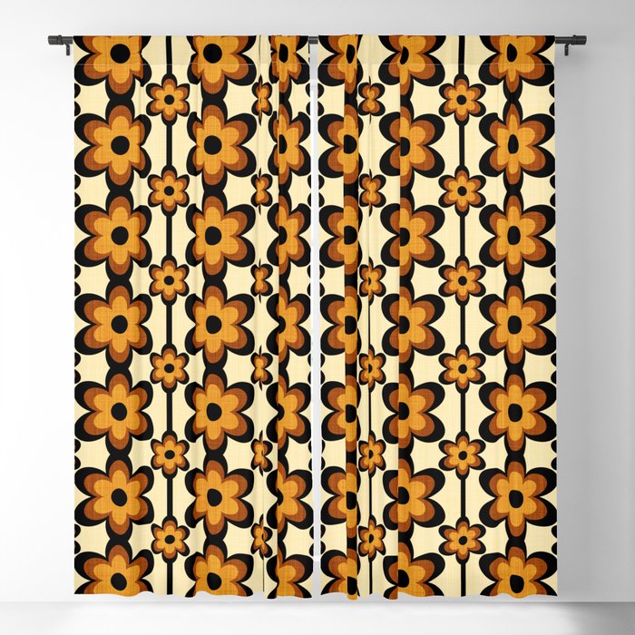 Nineteen Seventies Floral Patterned Blackout Curtain