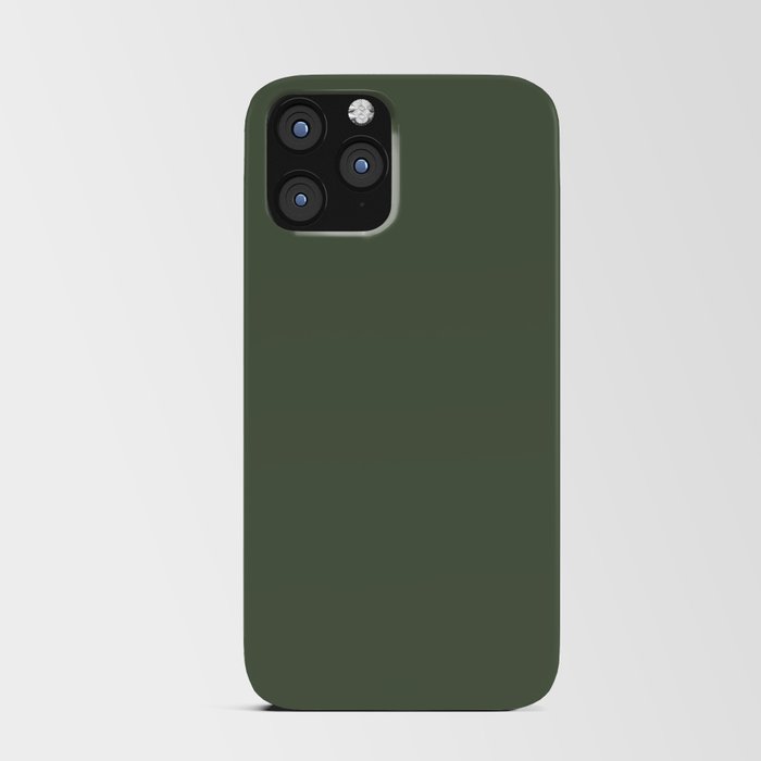 Dark Green-Brown Solid Color Pantone Bronze Green 18-0317 TCX Shades of Green Hues iPhone Card Case