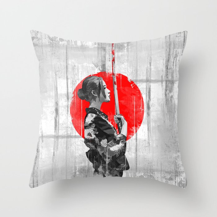 Samurai Girl Throw Pillow