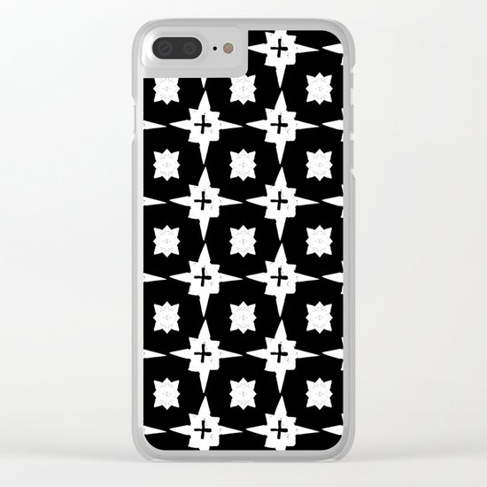 Linocut scandinavian minimal printmaking pattern blockprint black and white Clear iPhone Case