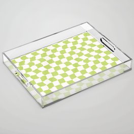 Pastel Green Checkered Pattern Groovy Aesthetic Acrylic Tray